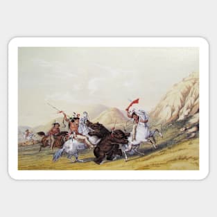 Attacking the Grizzly Bear by George Catlin Sticker